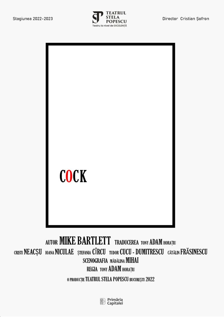 Cock de Mike Bartlett, ultima premieră a anului 2022 la Teatrul Stela Popescu